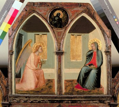 Der St. Giusto Polyptychon, Detail der Verkündigung von Pietro Lorenzetti